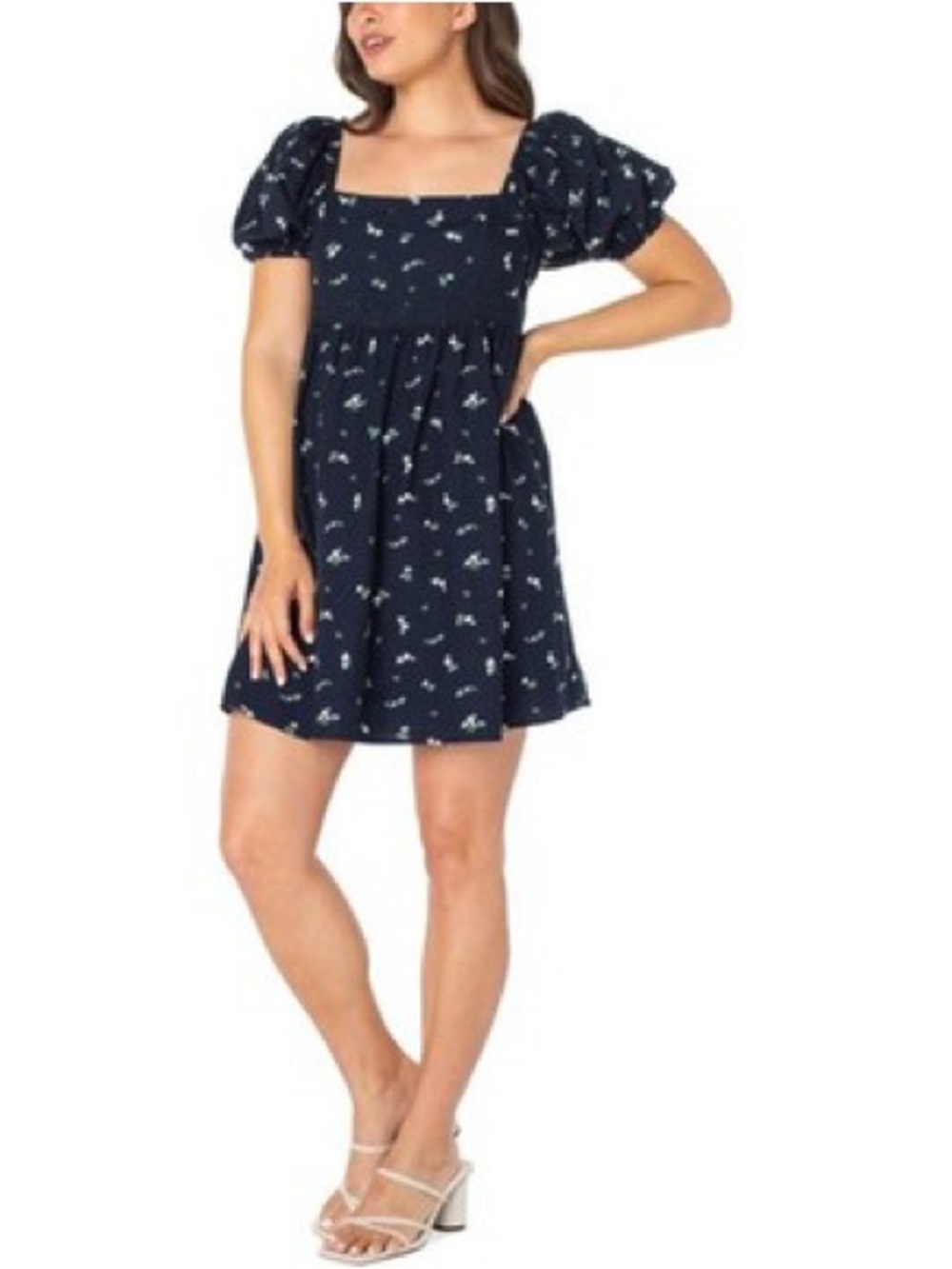 Celebrity Pink Black Mini Dress with White Floral Print